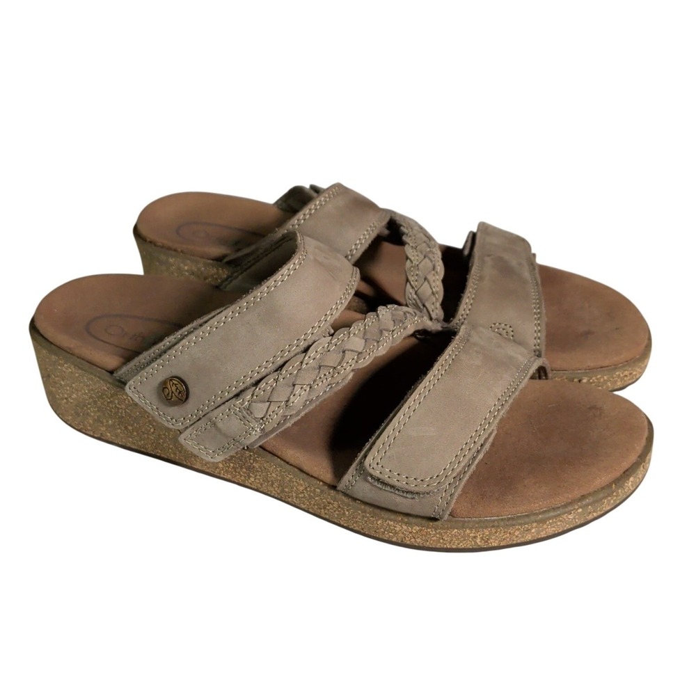 Orthofeet Carrie Sandals Womens Size 8D Wide Gray Braided Leather Bohemian Boho
